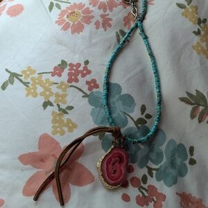Turquoise and Pink Geode Necklace
